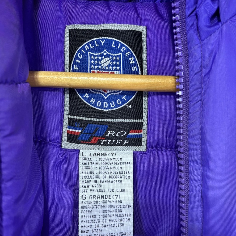 Vintage Minnesota Vikings Jacket Boys 7 Purple NFL Football Pro Tuff Hooded - Picture 4 of 8